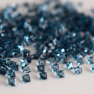 Natural London Blue Topaz Square Cut 3mm Faceted - Loose topaz AAA High Quality