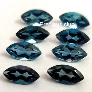 Natürliche London Blue Topas Marquise Schliff 6 x 12 mm facettiert - loser Topas AAA High Quality