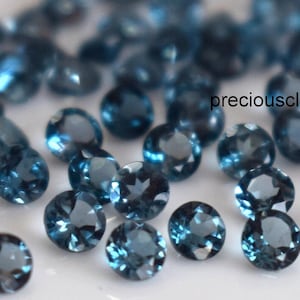 Natural London Blue Topaz Round Cut 5mm Faceted - Loose topaz AAA High Quality