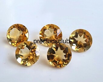 Natural Yellow Citrine Round 8mm Faceted - Loose Citrine AAA Top Quality