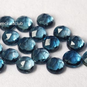 Natural London Blue Topaz Round Rose Cut 6mm Faceted - Loose Topaz AAA High Quality