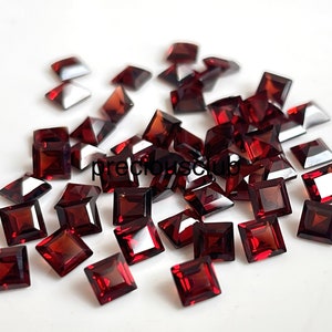 100 pc wholesale of  Natural Red Garnet Square cut 2mm to 6mm  Faceted - Loose Garnet AAA Top Quality