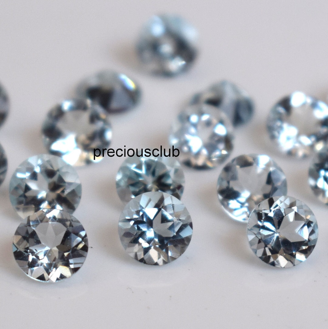 天然7mmアクアマリンラウンドファセットルースAAA品質 - Etsy 日本