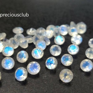 Natural Rainbow Moonstone Round cut 3mm Faceted -Good Blue Flashy AA Quality
