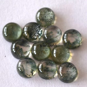 Natural Doublet AAA Quality Moss Agate 8mm Round Cabochon Top Quality- Loose Moss Agate