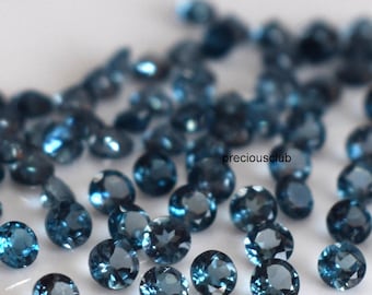 Natural London Blue Topaz Round Cut 4mm Faceted - Loose topaz AAA High Quality