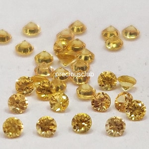 Natural Only Heated Yellow Sapphire 3mm Round Brilliant Faceted cut AAA QUALITY