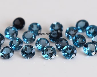 Natural London Blue Topaz Round Cut 6mm Faceted - Loose Topaz AAA High Quality