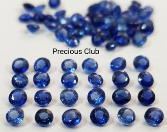 Cianite naturale da 3 mm con taglio sfaccettato rotondo, qualità AAA - Cianite sfusa