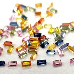 Natural Only Heated Multi sapphire 2x4mm Baguette Cut AAA Quality - loose Multi sapphire