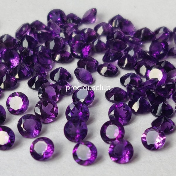 100 Pc Wholesale Lot Of Natural Amethyst Round cut 1 mm to 12 mm Faceted AAA Quality - lot of 100 pcs loose amethyst
