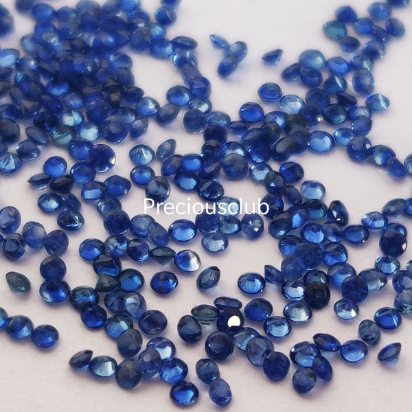 Natural Only Heated 1.25 mm Blue Sapphire Round Brilliant Faceted cut AAA QUALITY