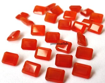 Cornalina naranja natural de corte octogonal de 3 x 5 mm a 8 x 10 mm facetada - Cornalina naranja suelta de calidad superior AAA