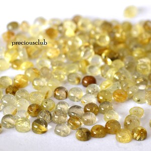 Natural Golden Rutile Quartz 5mm Round Cabochon - Loose Golden Rutile Quartz AAA Quality