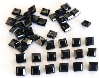Natural Black Spinel 8mm Square Faceted Cut AAA Quality - Loose Black Spinel