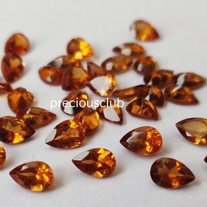 Natural Hessonite orange Garnet Pear 3x5mm Faceted - AAA Quality loose Hessonite orange Garnet Pear