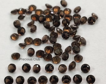 Cuarzo ahumado natural de 3 mm, redondo, facetado, calidad AAA - Cuarzo ahumado suelto