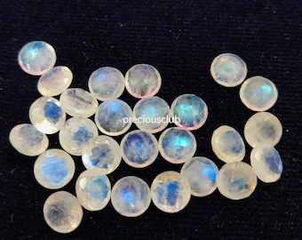 Natural Rainbow Moonstone Round cut 4mm Faceted -Good Blue Flashy AA Quality
