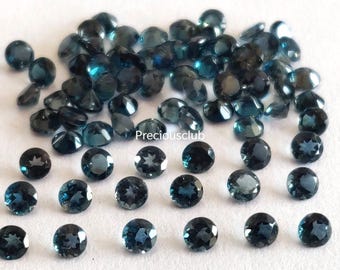 Natural London Blue Topaz Round Faceted 2mm - Loose topaz AAA High Quality