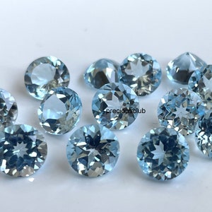 Natural Sky Blue Topaz Round Cut 9mm Faceted - Loose topaz AAA High Quality