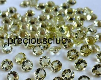 レモンクォーツ ラウンド 2 mm 約1カラット、ファセットカットクォーツ