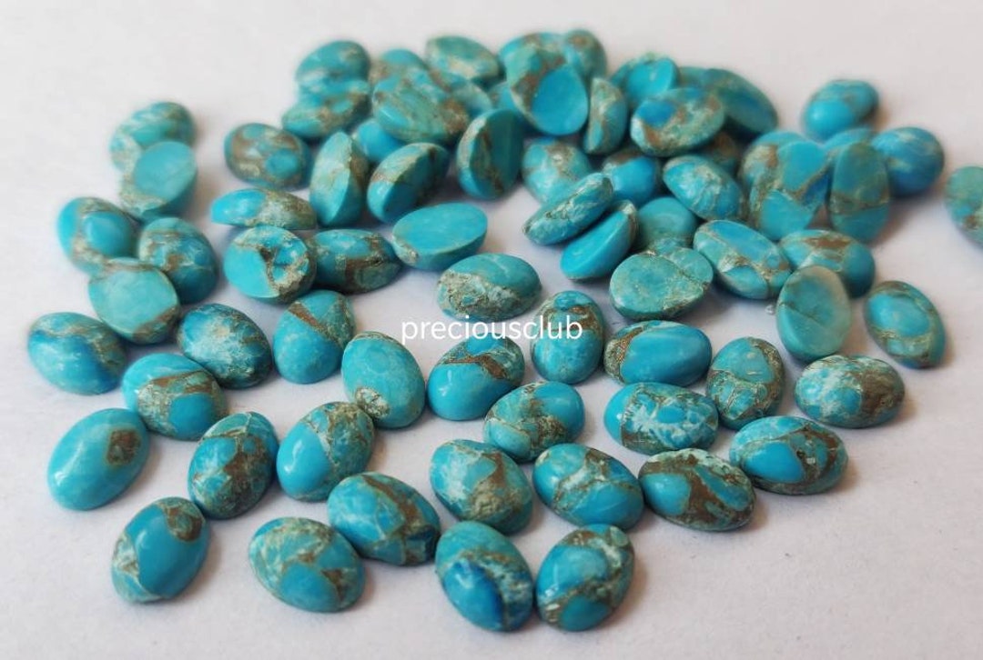 Blue Copper Turquoise 3x5 Mm Oval Cabochon Flat Back loose Copper Blue