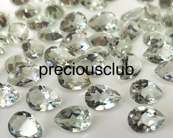 Natural Green Amethyst Pear 7x10mm Faceted aaa quality- Loose Green Amethyst AAA Quality