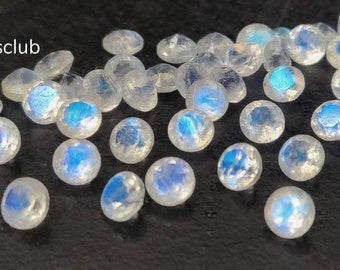 Natural Rainbow Moonstone Round cut 5mm Faceted -Good Blue Flashy AA Quality