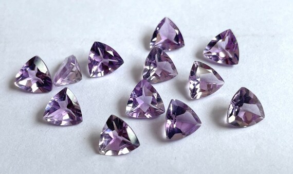 天然ピンクアメジスト トリリオン 10mm ファセットカット - AAA 最高