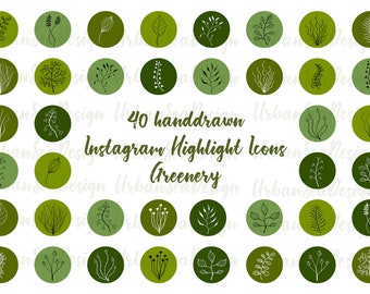 Highlight Icons für Instagram, Pflanzen-Motive handgemalt, Social Media, digitaler sofort download, für Pflanzenliebhaber