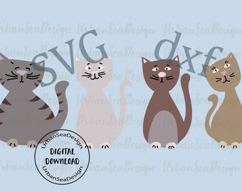 Plotterdatei Katze, svg dxf mit Katzen Motiv als digitaler Download, DIY svg, Schneidplotter Dateien, Katzen Geschenk, Katzenbesitzer