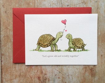 Let's grow old and wrinkly together | Valentines Card | Tortoise card | Cute Anniversary card | Valentine’s Day card | anniversary card