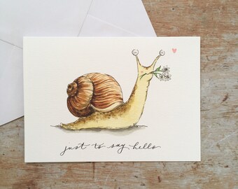 Sea Card Teardrop Snail Small Greeting Card Shell Card Snail Card Ocean Card Blank Card Any Occasion Orange Shell Card Orange Card