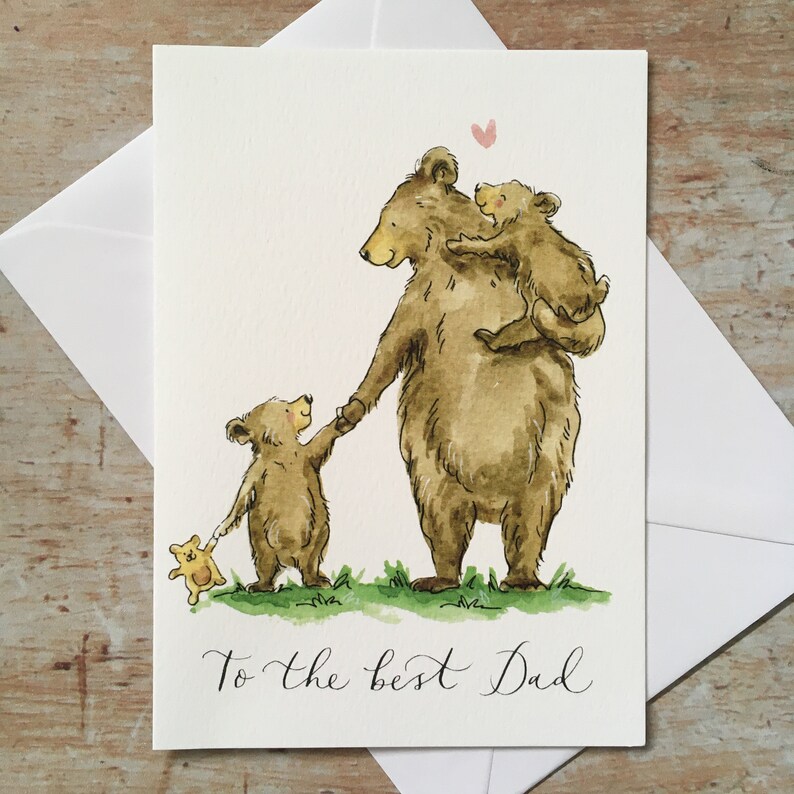 Birthday card for Dad Fathers day card Bear card Dad card Card for dad Best dad card From both of us Dad birthday card image 1