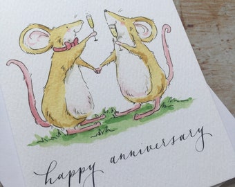 Happy anniversary card | Congratulations on your anniversary card | Mouse card | anniversary card | celebration card | card for her