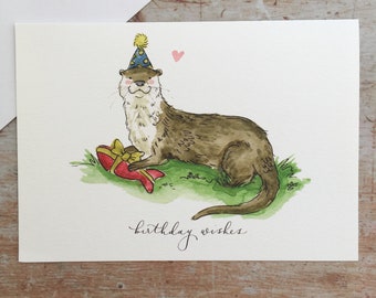 Otter Happy Birthday card | Birthday wishes | Otter card | Cute card | card for her | card for him | Birthday card | Card for children