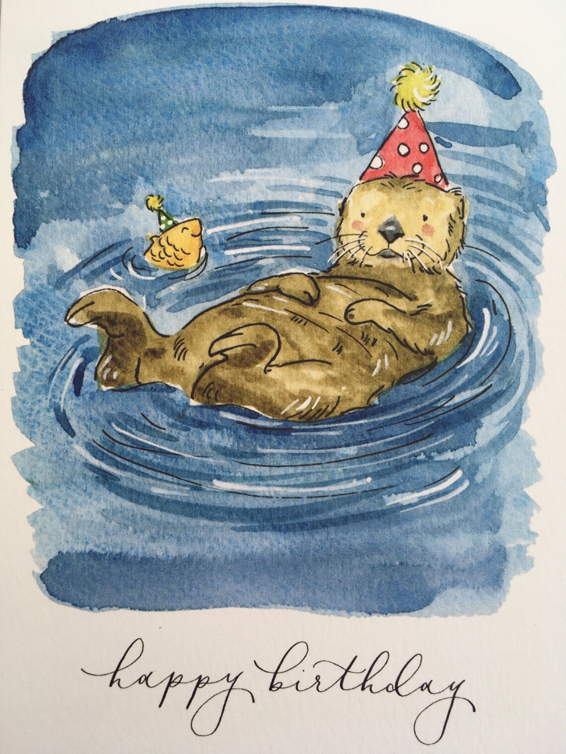 Sea Otter Happy Birthday card Otter birthday card cute | Etsy