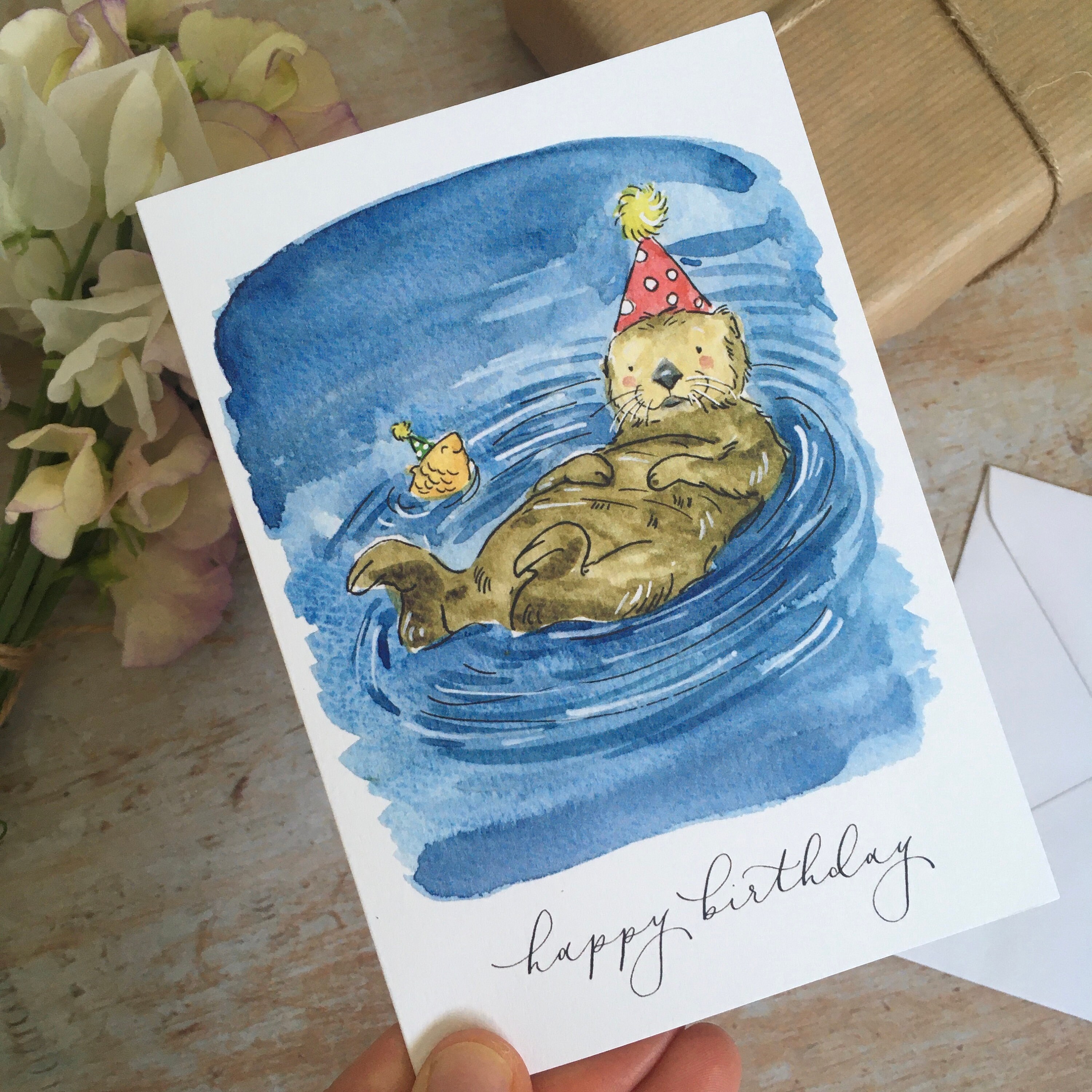 Sea Otter Happy Birthday Card Otter Birthday Card Cute - Etsy UK