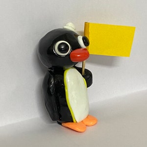 Pingu figure/collectable/figurine, pingu with hat pingu with placard, handmade penguin, miniature image 9