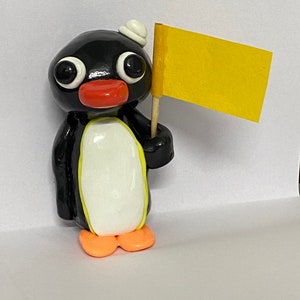 Pingu figure/collectable/figurine, pingu with hat pingu with placard, handmade penguin, miniature With hat+placard