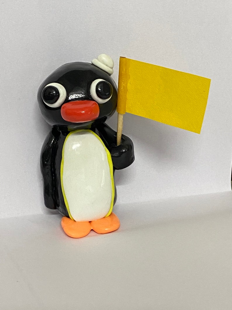 Pingu figure/collectable/figurine, pingu with hat pingu with placard, handmade penguin, miniature With hat+placard