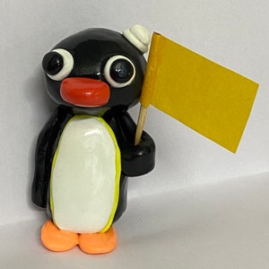 Pingu figure/collectable/figurine, pingu with hat pingu with placard, handmade penguin, miniature image 8