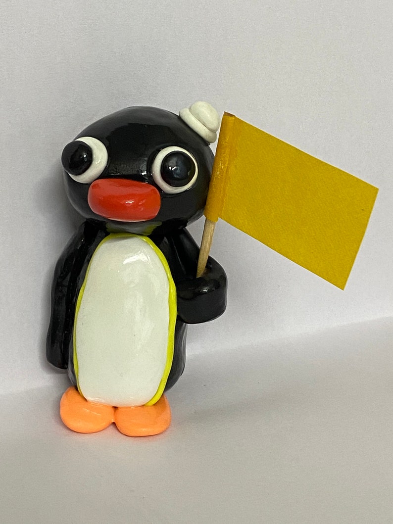 Pingu figure/collectable/figurine, pingu with hat pingu with placard, handmade penguin, miniature image 8