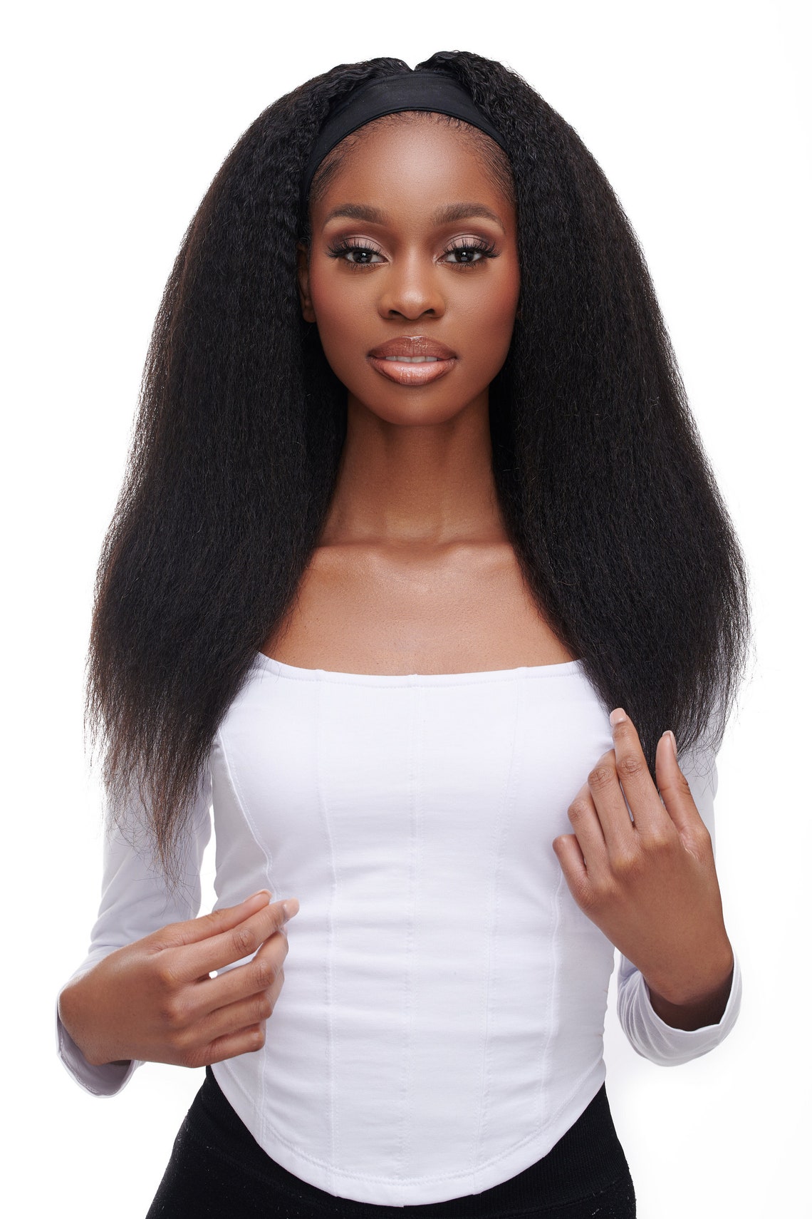 Kinky Straight Headband Wig Virgin Human Kinky Straight Curly Afro