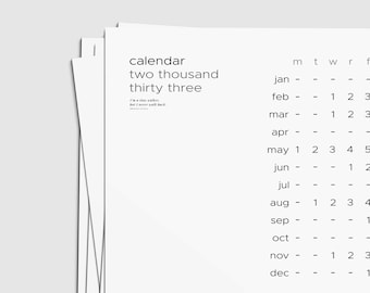 A 2023 Printable Calendar Landscape, Minimalist full year Calendar 2023, Printable and Digital version