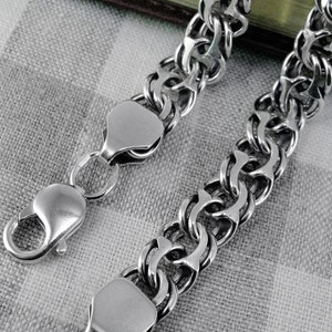 Mens Thick Silver Bismarck Garibaldi Oxidized Chain Necklace - Male Heavy Sterling Silver Bismarck Chain – Men Thick Garibaldi Silver Chain