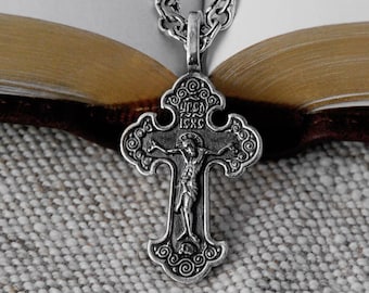 Greek Orthodox Pectoral Cross Necklace Pendant – 925 Silver Orthodox Pectoral Cross Necklace