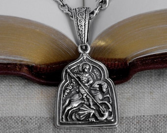 sterling silver 925'  Pendant Cross consecrated to the relics of st George #26s 