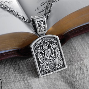 Holy Trinity Religious Christian Orthodox Jewelry Necklace - Saint Jewelry Jesus Pendant - Guardian Angel Prayer Icon Necklace
