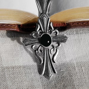 Black Onyx Gemstone Orthodox Silver Cross Necklace - Man Jewelry Onyx Silver Cross Necklace Black Gemstone